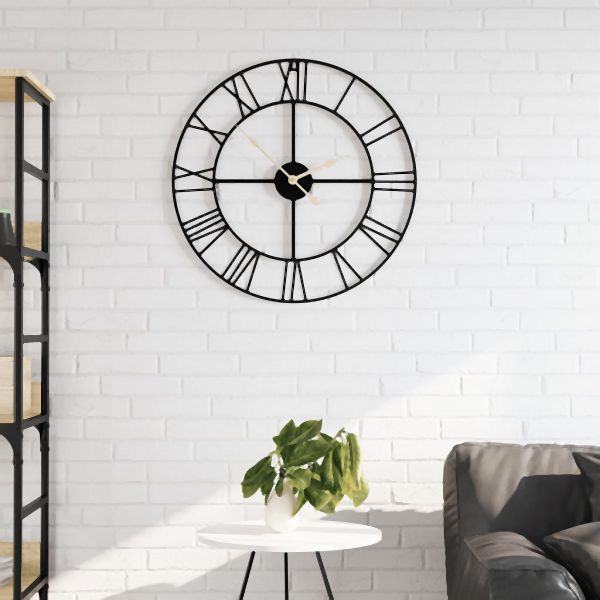 vidaXL Wanduhr Schwarz Ø50 cm Abmessung Eisen, 4008411, 8721102633287
