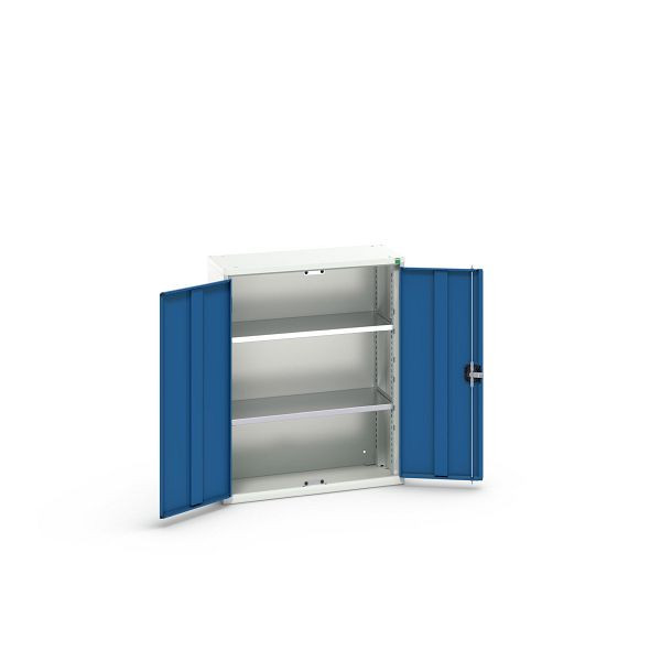bott verso Flügeltürschrank, mit 2 Fachböden, BxTxH: 800 x 350 x 1000 mm, Lichtgrau / Enzianblau, 16926114.11