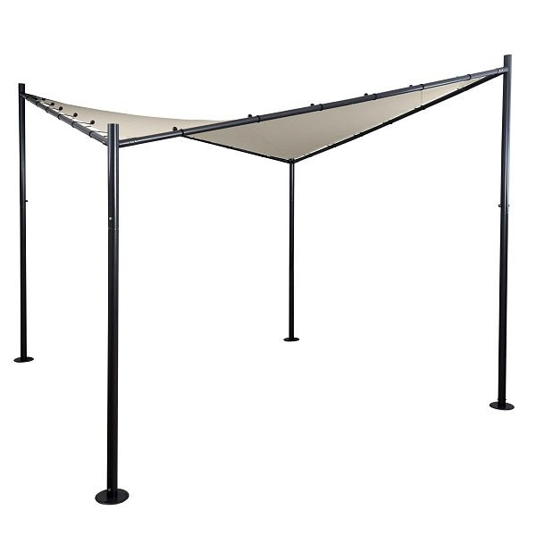 Mendler Pergola HWC-A41, Garten Pavillon Sonnensegel, stabiles 6cm Stahl-Gestell, 4x4m creme, 59363