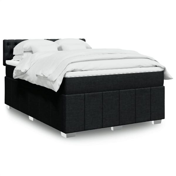 vidaXL Boxspringbett mit Matratze Schwarz 140x190 cm Stoff, 3289372