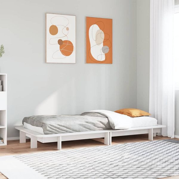 vidaXL Massivholzbett Weiß 100x200 cm Kiefer, 850666, 8721102851414