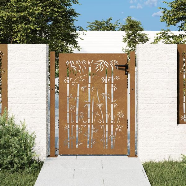 vidaXL Gartentor 105x130 cm Cortenstahl Bambus-Design, 153240