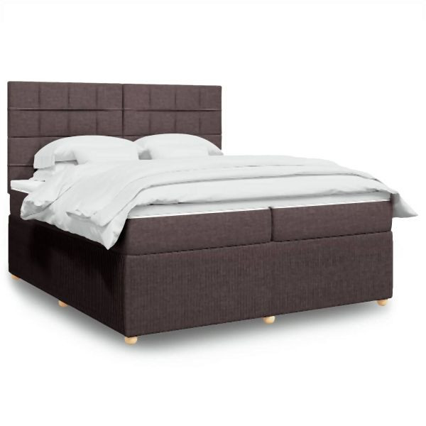 vidaXL Boxspringbett mit Matratze Dunkelbraun 200x200 cm Stoff, 3292166