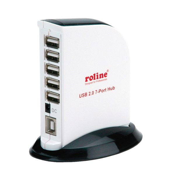 ROLINE USB 2.0 Hub "Black and White", 7 Ports, mit Netzteil, 14.02.5011