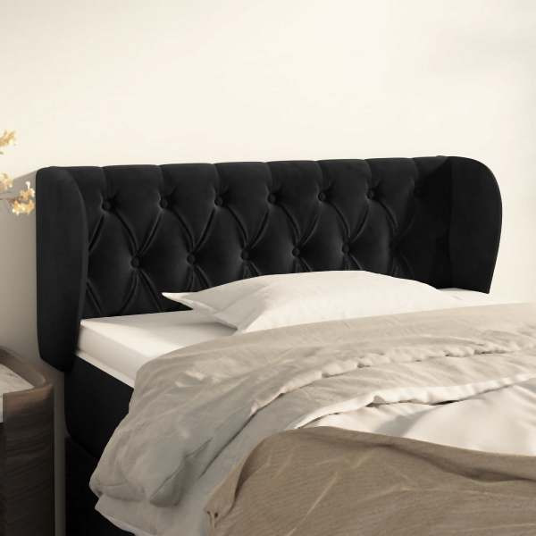 vidaXL Kopfteil mit Ohren Schwarz 103x23x78/88 cm Samt, 3117524