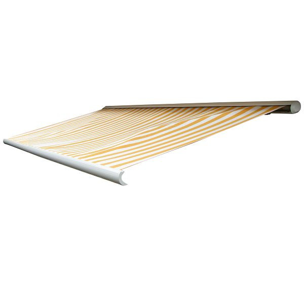 Mendler Ersatz-Bezug für Markise T122, Vollkassette Ersatzbezug Sonnenschutz 4x3m, Polyester gelb-weiß, 76517