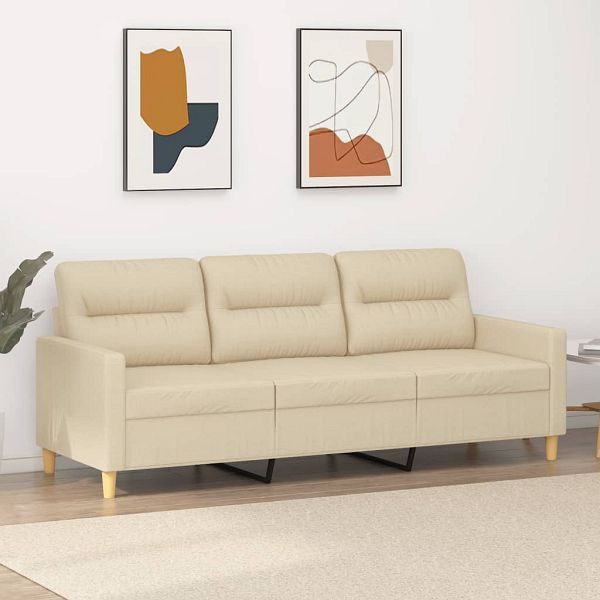 vidaXL 3-Sitzer-Sofa Creme 180 cm Stoff, Füllung: Schaumstoff, 359245