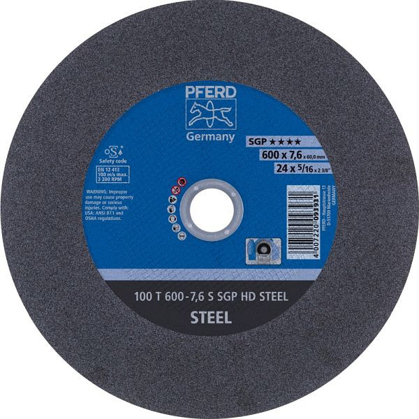 Pferd Trennscheibe HEAVY DUTY 100 T 600-7,6 S SGP HD STEEL/60,0, VE: 5 Stück, 66397707