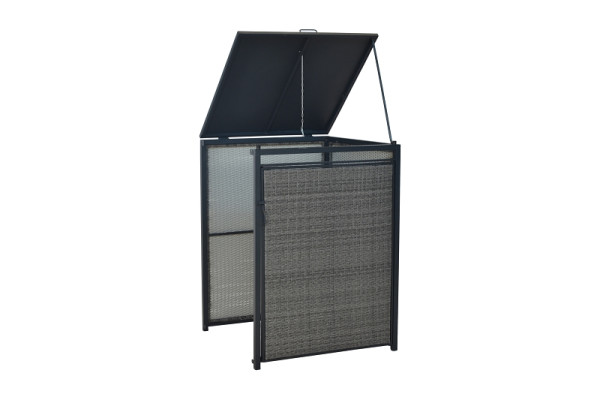 Merxx Mülltonnenabdeckung Anbau, klein, Aluminium mit Kunststoffgeflecht, 29136-209