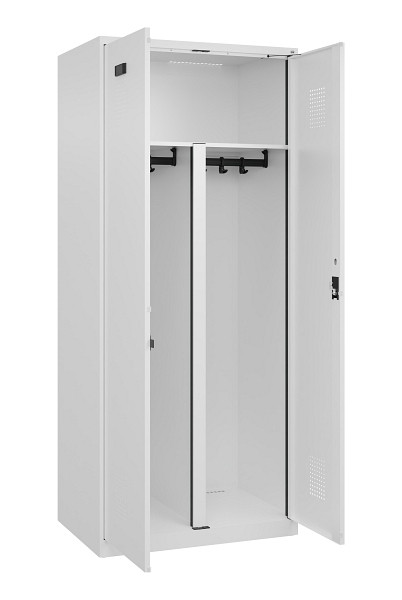 C+P PSA Schwarz-Weiß-Spind Evolo PLUS, 2 Abteile, 1850x800x500mm, 9016/9016, Zylinderschloss, 049002-22P S10047