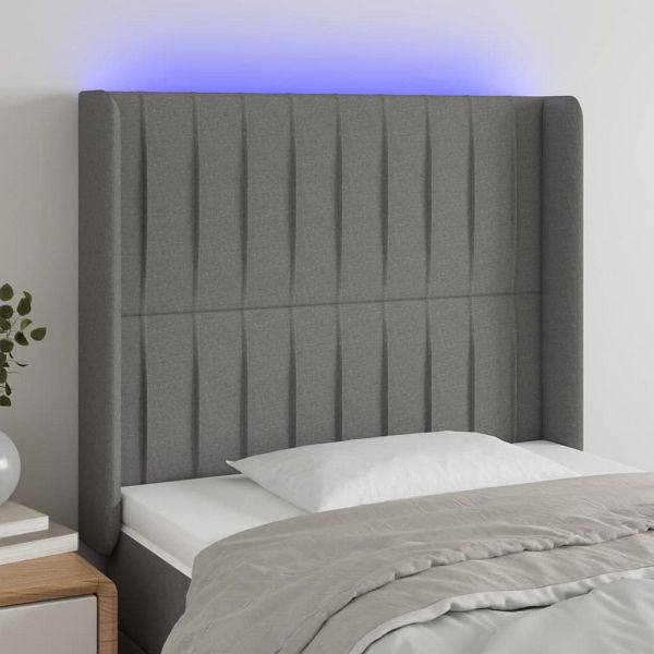 vidaXL LED Kopfteil Dunkelgrau 93x16x118/128 cm Stoff, 3124269