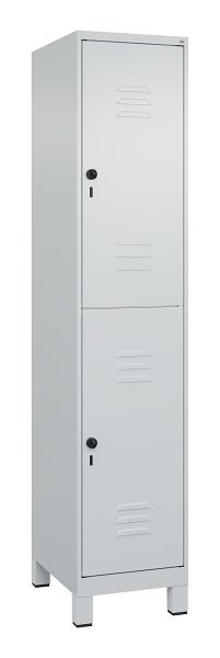 C+P Doppelstöckiger Spind Classic PLUS, Füße, 1950x400x500mm, 7035/7035, 080310-12 S10009