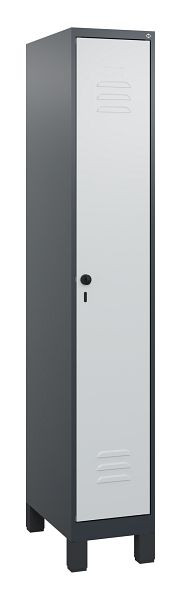 C+P Umkleidespind Classic PLUS mit Mitteltrennwand, Füße, 1800x300x500mm, 7016/7035, Drehriegel, 0800107-10F S10013