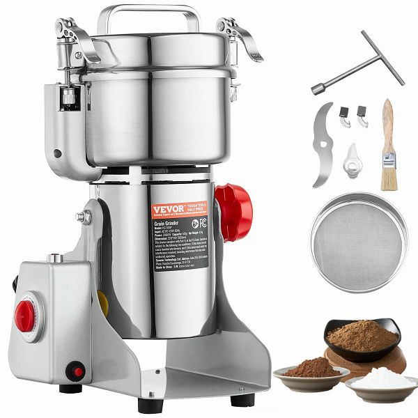 VEVOR Elektrische Getreidemühle 2000W Maschine Maismühle 500g Gewürzemühle, DDDPSGWYMJ501AHOIV2