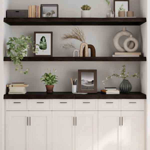 vidaXL Wandregal Dunkelbraun 180x50x(2-6)cm Massivholz Eiche Behandelt, 363841