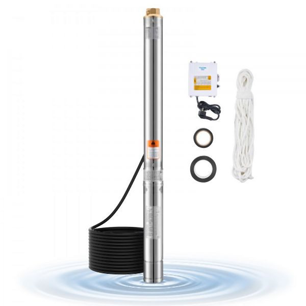 VEVOR 550W Tiefbrunnen-Tauchpumpe Edelstahl-Wasserpumpe 174ft 100L/min, SJQSB550W600Y7ZIJV2