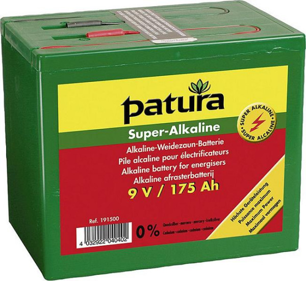 Patura Super-Alkaline Weidezaun-Batterie 9 V / 160 Ah, kleines Gehäuse, 191400