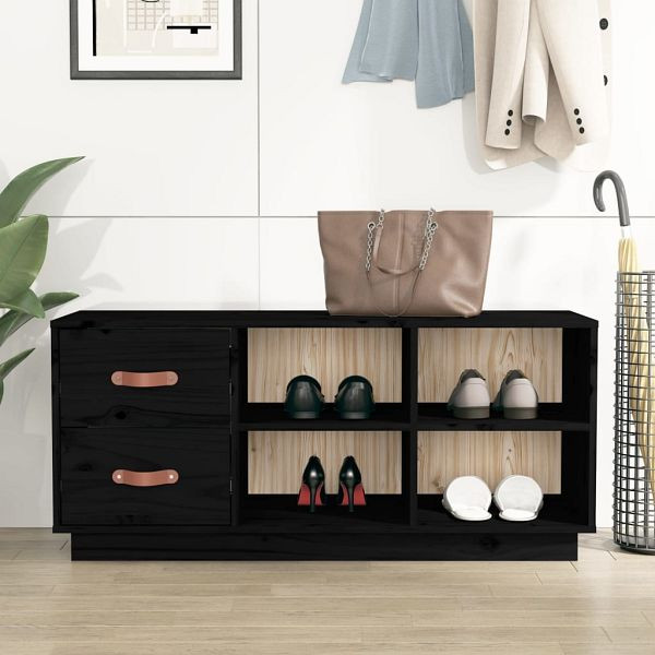 vidaXL Schuhbank Schwarz 100x34x45 cm Massivholz Kiefer, 820181