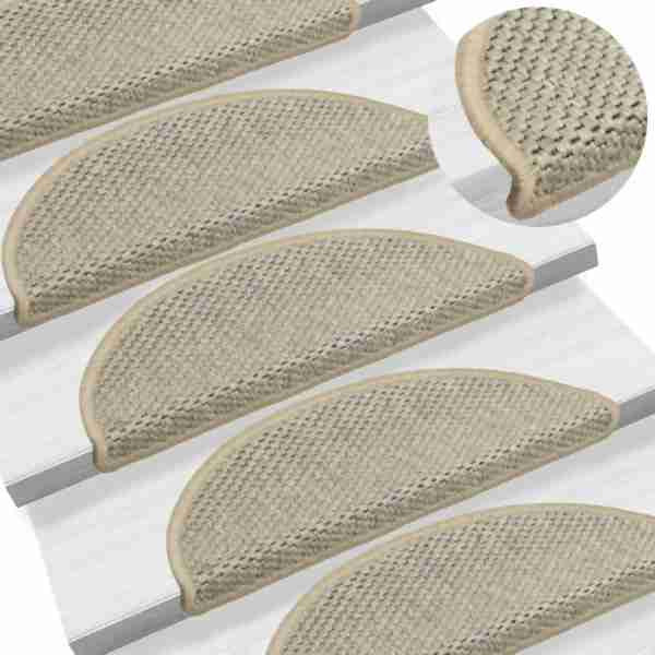 vidaXL Treppenmatten Selbstklebend Sisal-Look 15 Stück 56x17x3 Hellgrün, 326863