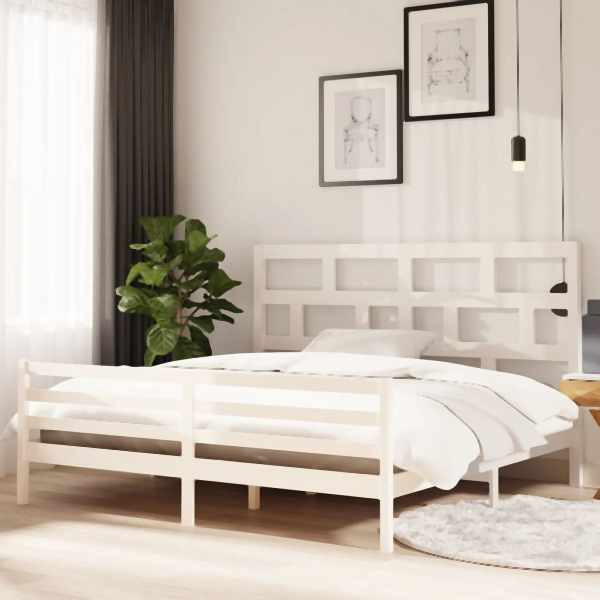 vidaXL Massivholzbett Weiß Kiefer 200x200 cm, 3101304, 8720286962916