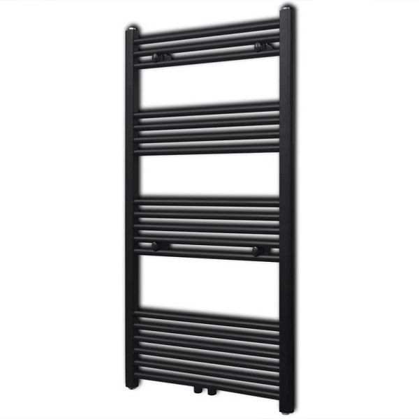 vidaXL Handtuchheizkörper Warmwasser Gerade Schwarz 600x1160 mm, 141908