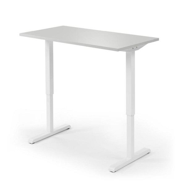 Deskin Sitz-/Stehtisch MULTI M, Dekor lichtgrau, Gestell weiß, B 1200 x T 650 x H 715 - 1205 mm, 330461