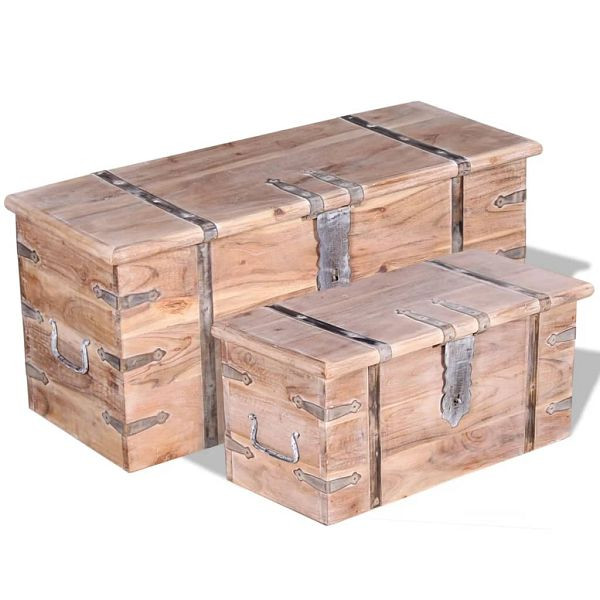 vidaXL Zweiteiliges Aufbewahrungstruhen Set Akazienholz, 244054
