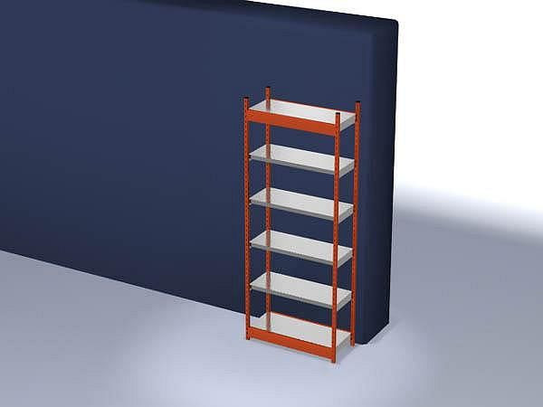 hofe Fachboden-Grundregal, 2500x400x1000 mm, 6 Fachebenen, verzinkt / RAL 2004, 200 kg Fachlast, 1800 kg Feldlast, einseitige Bedienung, ROG254010ME