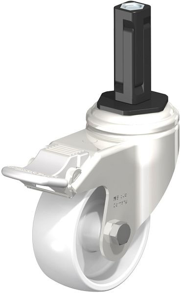 Blickle LKRXA-PO 80G-11-FI-EXV12 Edelstahl-Apparate-Lenkrolle mit Expander & Feststeller, Polyamid, Weiß, 853533