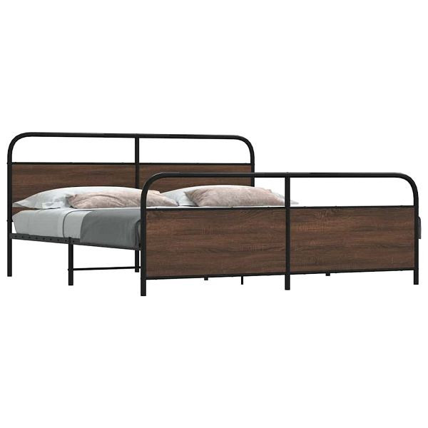 vidaXL Metallbett ohne Matratze Braun Eichen-Optik 200x200 cm, 3318668