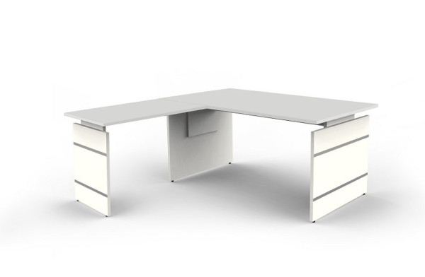 Kerkmann Höhenverstellbarer Wangenschreibtisch B 1600 x T 800 x H 680-760 mm, Form 4, Farbe: lichtgrau, (Montage), 11464611-1