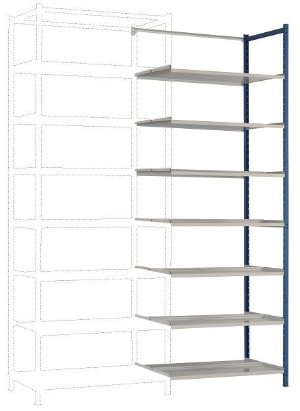Manuflex Archivdoppel-Anbauregal mit 7 Stahlböden, HxBxT = 2600 x 930 x 600 mm, RA2596.5007