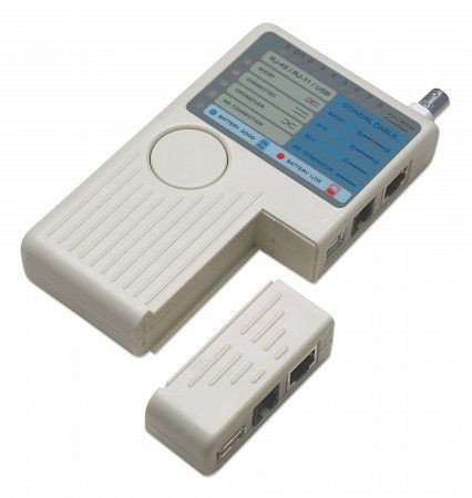 INTELLINET 4-in-1 Kabeltester, RJ11, RJ45, USB und BNC, 351911