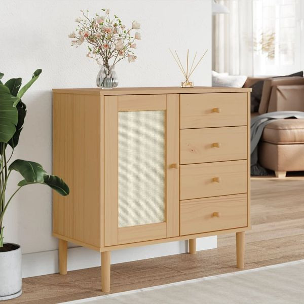 vidaXL Sideboard SENJA Rattan-Optik Braun 80x40x80 cm Kiefernholz, 358037