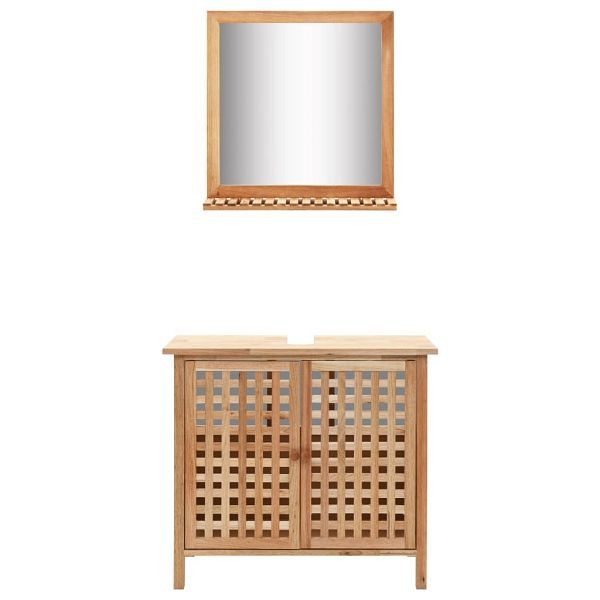 vidaXL Waschbeckenunterschrank mit Spiegel Walnussholz Massiv, 247607