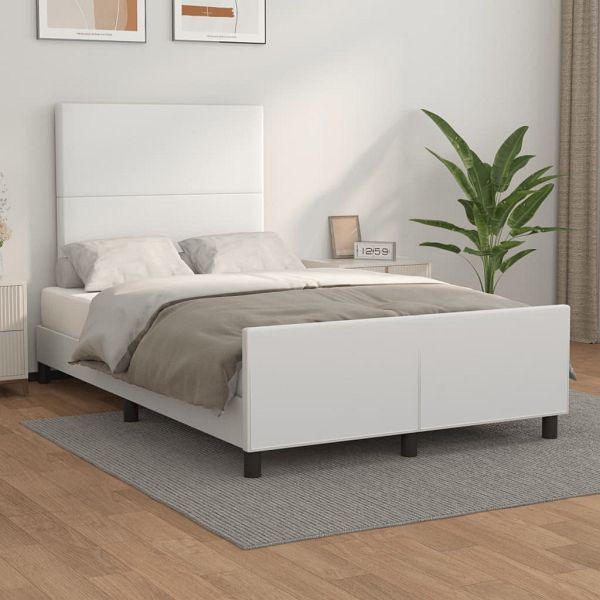 vidaXL Bettgestell mit Kopfteil Weiß 120x200 cm Kunstleder, 3125440