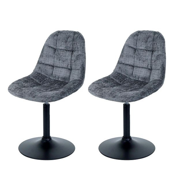 Mendler 2er-Set Esszimmerstuhl HWC-A60, Küchenstuhl Stuhl Drehstuhl, Stahl FSC® Stoff/Textil Chenille (465g/m²), dunkelgrau, 108838