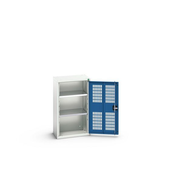 bott verso Flügeltürschrank mit Belüftung, mit 2 Fachböden, BxTxH: 525 x 350 x 900 mm, Lichtgrau / Enzianblau, 16926711.11