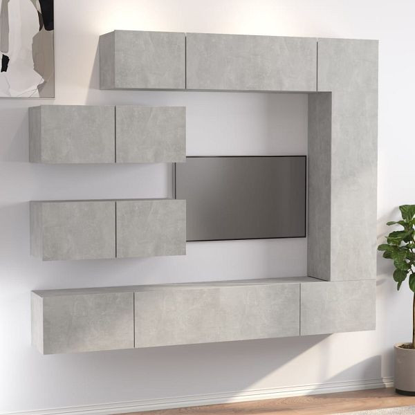 vidaXL 7-tlg. TV-Schrank-Set Betongrau Holzwerkstoff, 3114561