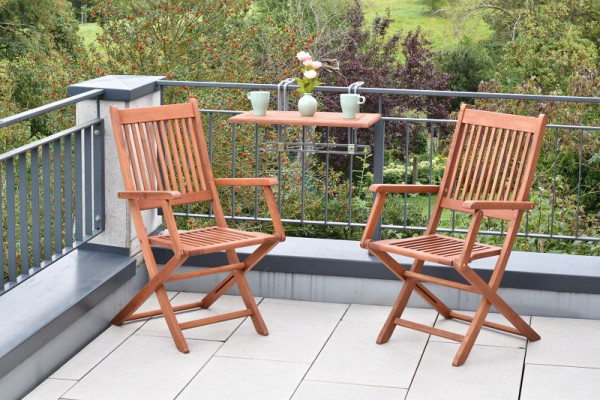 Merxx Rio Set 3-teilig, 2 Rio Klappsessel, 1 Balkonhängetisch 60 x 40 cm, FSC Eukalyptusholz, 50617-011