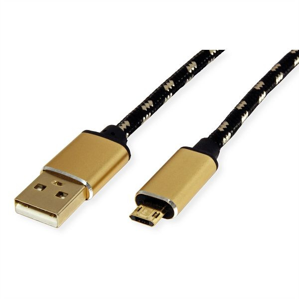 ROLINE GOLD USB 2.0 Kabel, Typ A ST - Micro B ST (reversibel), 1,8 m, Gewicht: 45.7 g, 11.02.8820