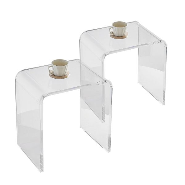 VEVOR 2 Stück Beistelltisch 415 x 305 x 460 mm, U-förmiger Acryltisch Beistelltisch transparent, YKLBZXTMSLGZUJFPMV0
