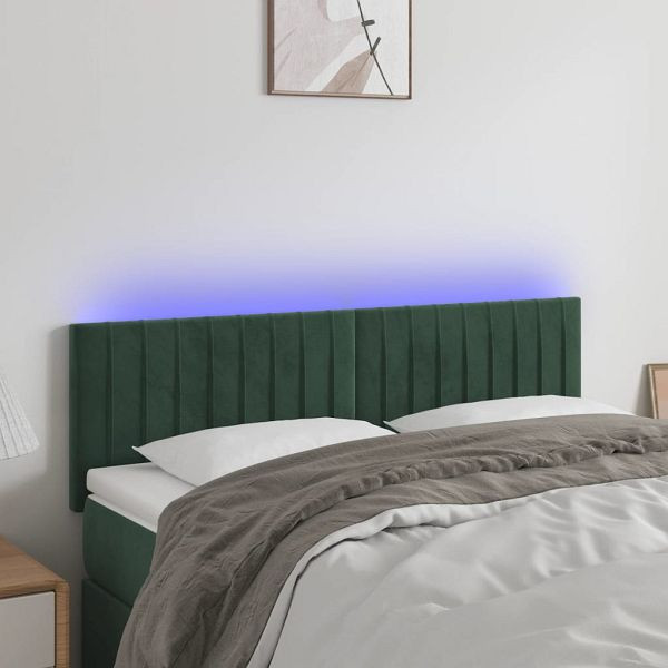 vidaXL LED Kopfteil Dunkelgrün 144x5x78/88 cm Samt, 3121901