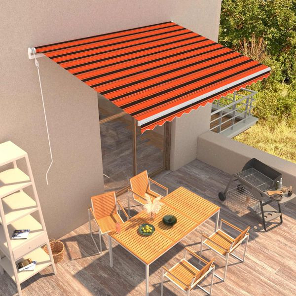 vidaXL Automatisch Einziehbare Markise 400×300 cm Orange und Braun, 3051203
