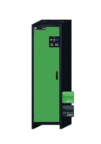 asecos Sicherheitsschrank Q-CLASSIC-30, Q30.195.056 in resedagrün RAL 6011 mit 4x Auszugswanne Standard (Edelstahl), 31002-068-30093