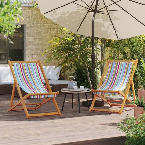 vidaXL Strandstühle 2 Stück Klappbar Mehrfarbig Stoff, 3214494