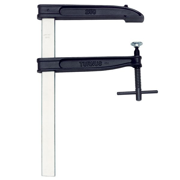KUKKO Tiefspann-Temperguss-Schraubzwingen mit Stahl-Knebelgriff, Spannweite x Ausladung der Spannzwinge: 400 x 200 mm, 505K040