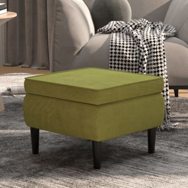 vidaXL Hocker mit Holzbeinen Hellgrün Samt, 329439, 8720286427958