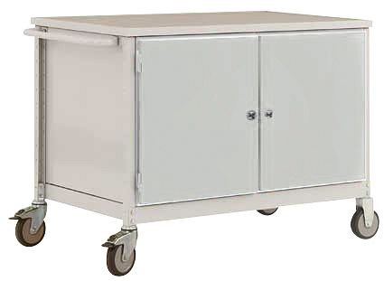 Manuflex Mobile Werkbank Modell 5 mit lichtgrauer Melamin-Abdeckplatte 22 mm BxTxH 1135 x 590 x 802 mm, lichtgrau, TP1028.7035