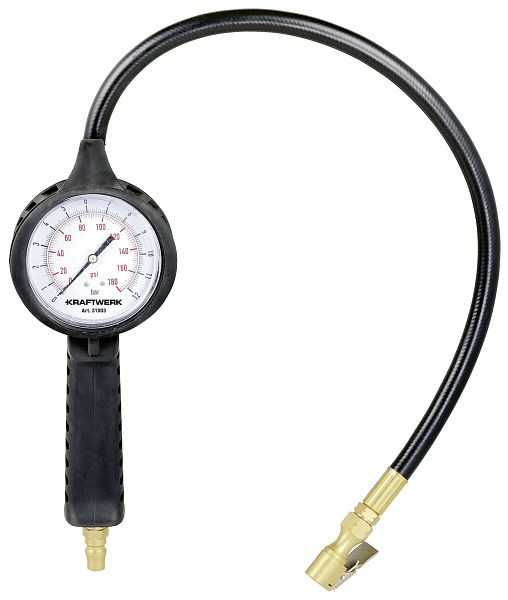 Kraftwerk KW Reifenfüller mit Analog-Manometer, Länge Schlauch: 500 mm, 31003